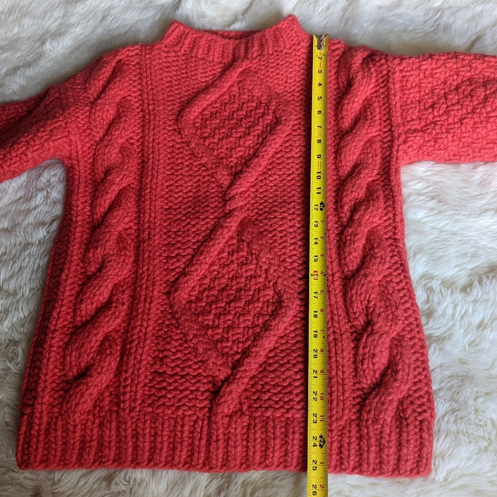I Love Mr. Mittens Diamond Oversized Cable Knit Wool Sweater in Red - Picture 16 of 16